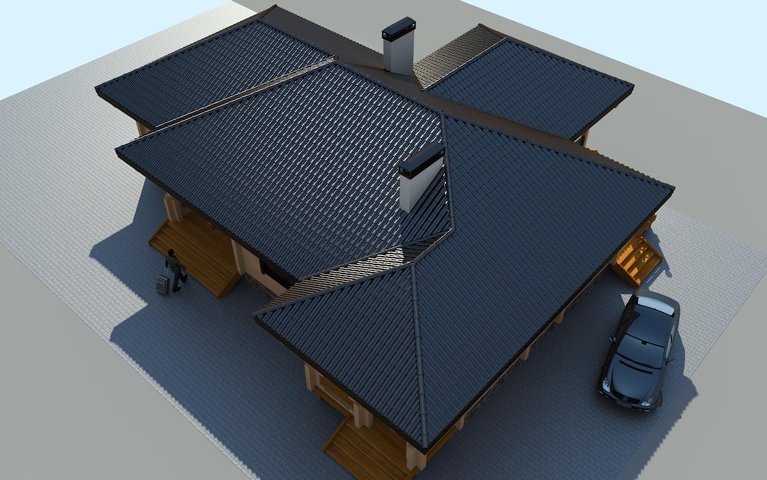 一层楼的胶合层压木材与多坡屋顶，项目