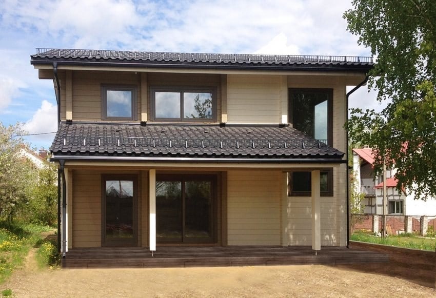 高科技风格的木屋，217平方米的项目“高科技” - 建造一个交钥匙房子的价格  