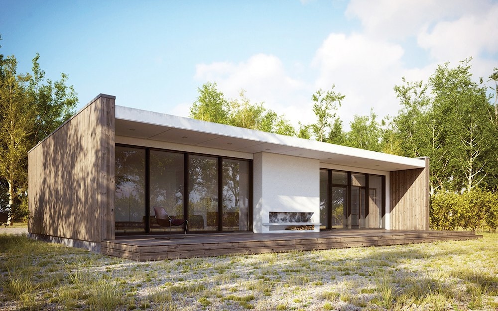 Индивидуальность деревянного дома с плоской крышей