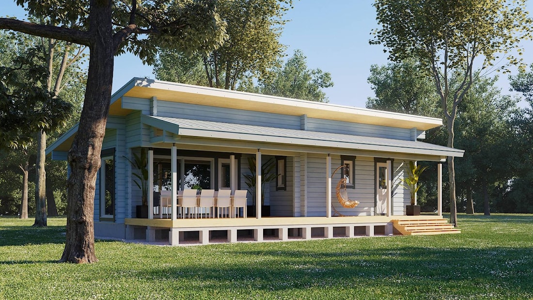 Индивидуальность деревянного дома с плоской крышей