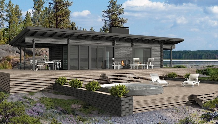 Индивидуальность деревянного дома с плоской крышей