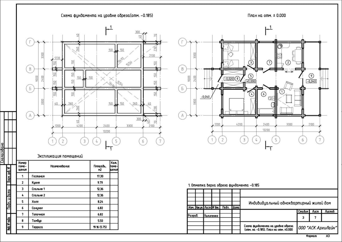 Proyecto típico de una casa desde un bar con terraza "Euro House-1" 90 m²