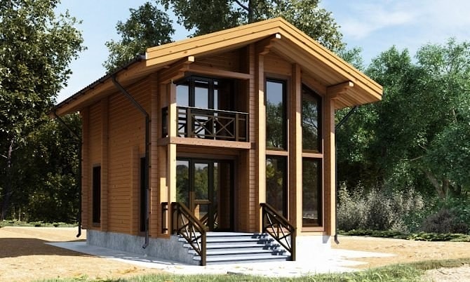 Casa de madera de chapa de madera laminada, proyecto "Happy Til" 84 m², kit llave en mano para autoensamblaje