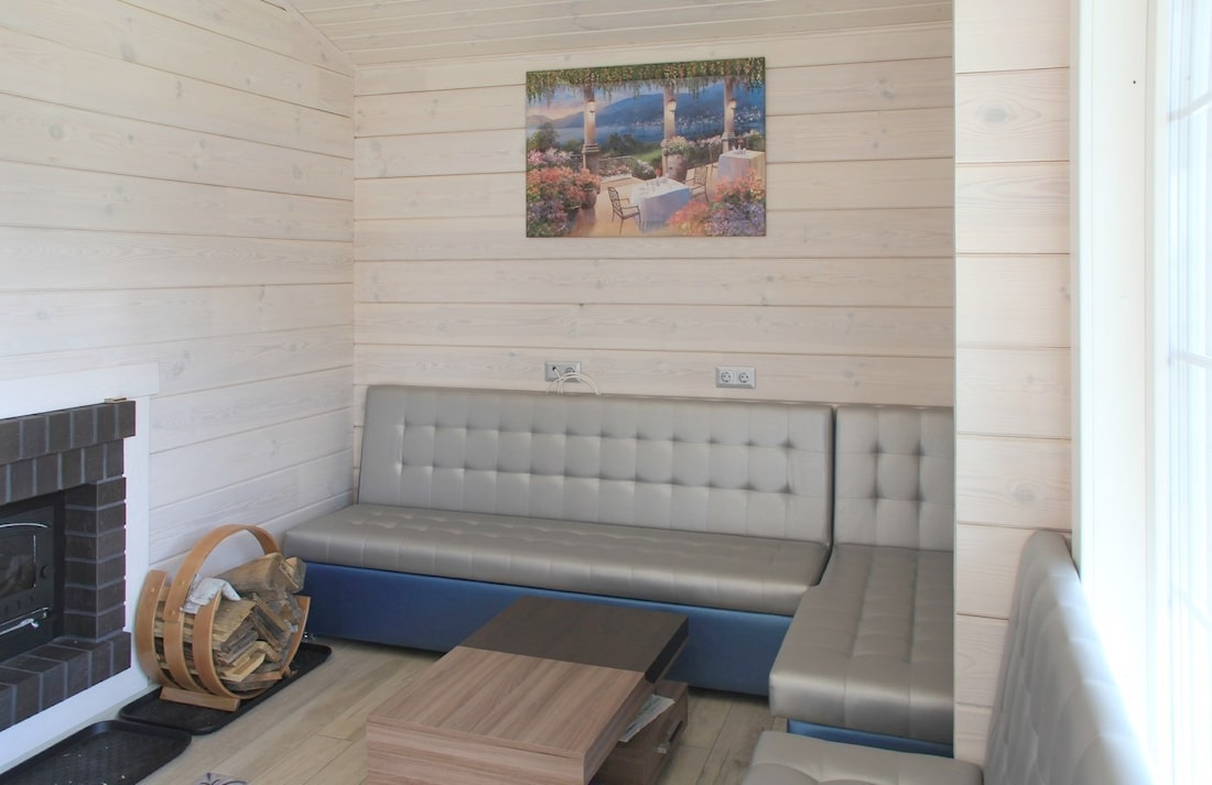Casa de baños de madera laminada de chapa con terraza "Poseidon" 47 m²