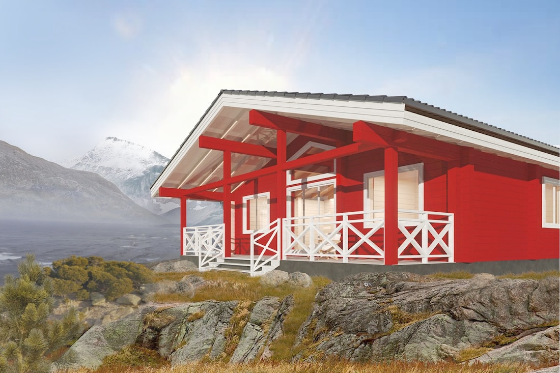 Rødt trehus, prosjekt "Red House" 103 m²