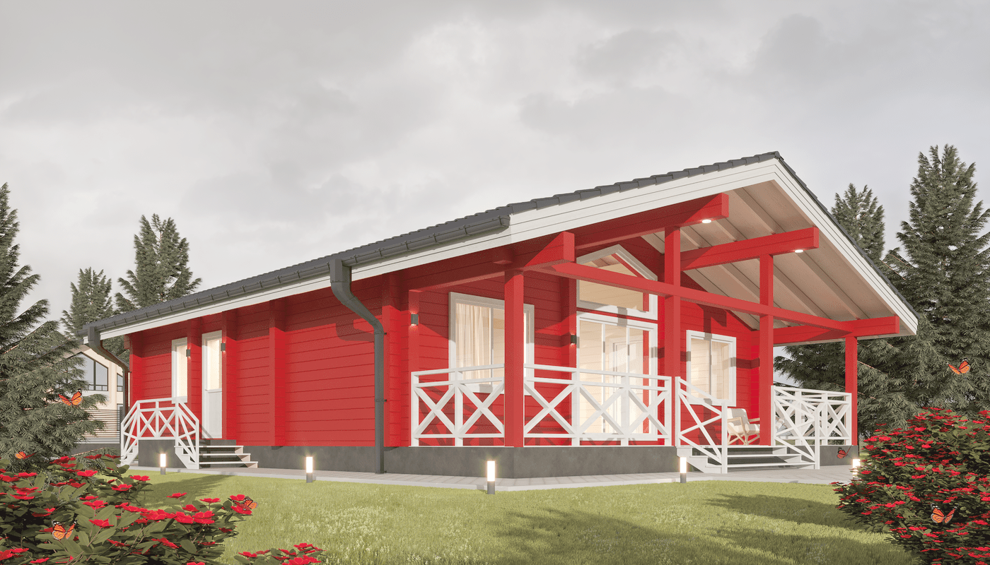 Rødt trehus, prosjekt "Red House" 103 m²