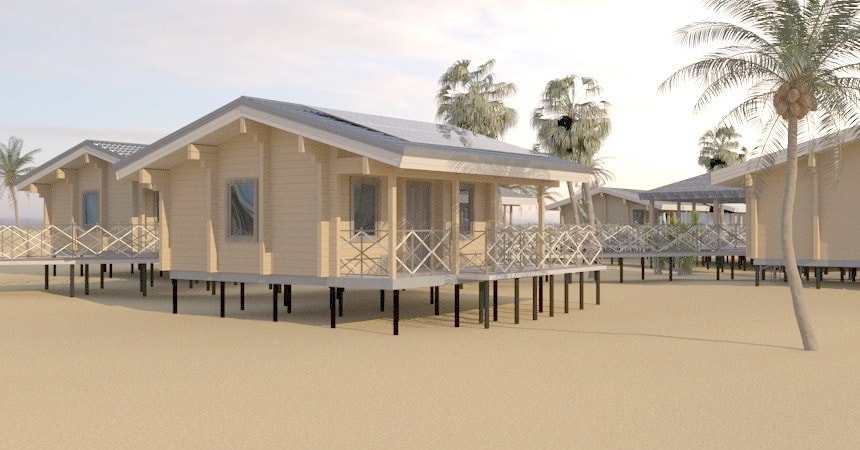 Hotell på stylter for sump og tidevannshav, prosjekt "Maldivene"