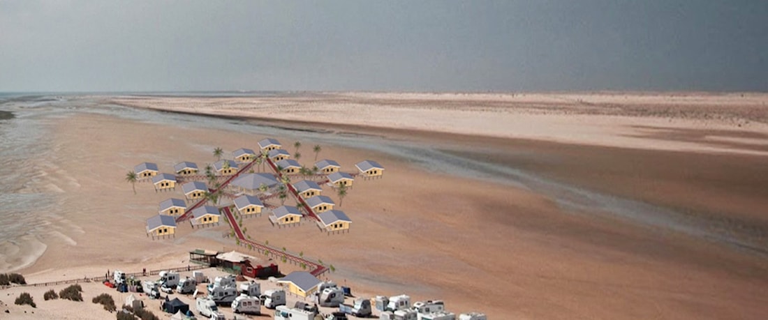 Hotell på stylter for sump og tidevannshav, prosjekt "Maldivene"