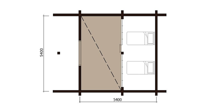 Landsted laget av tømmer "Ulenspiegels kjedepost" 48 m²
