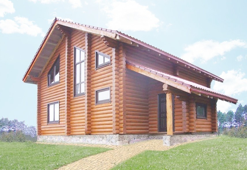 Casa de madera de troncos redondeados