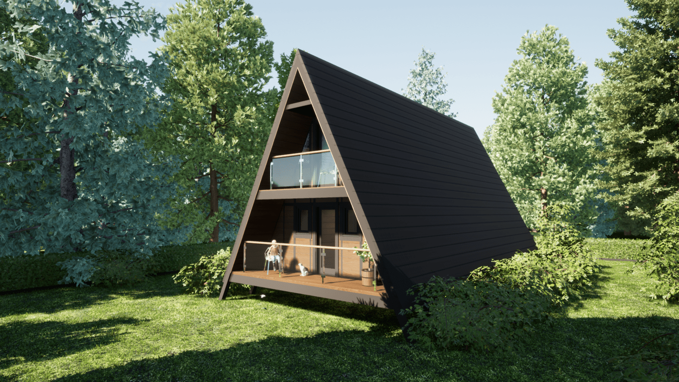 Cabaña en forma de A de casa triangular — proyecto, precio, casa en ...