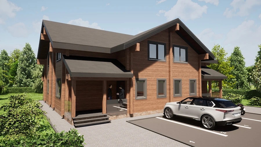 Maison en bois pour 2 familles, projet "Duplex"   