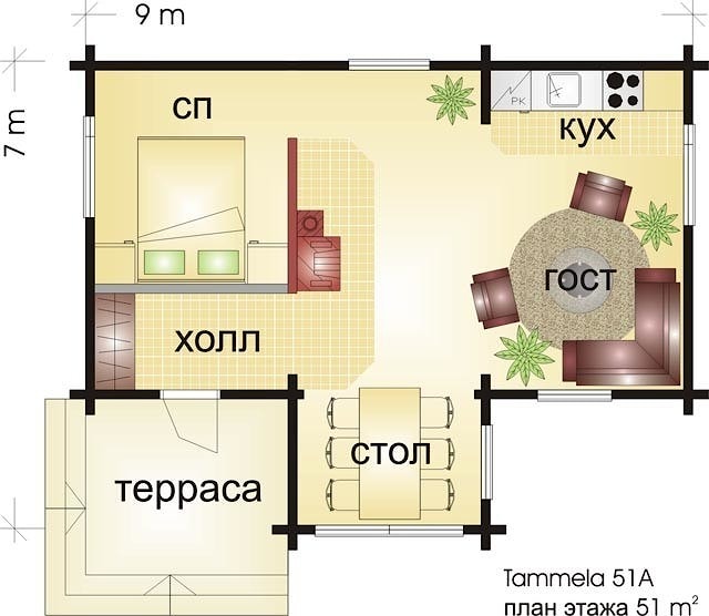 Maison en bois Tammela 51 m²