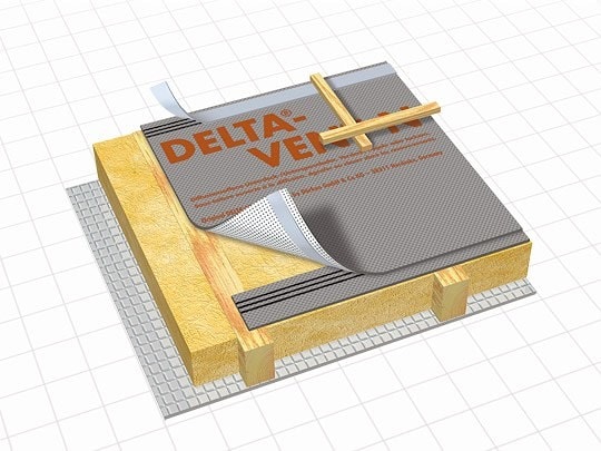 扩散三层膜,用于原木小屋DELTA VENT N和DELTA VENT N PLUS的全绝缘陶瓷屋顶