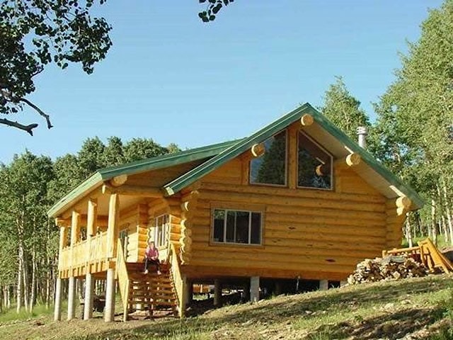 房屋项目：桩基上的木屋从原木