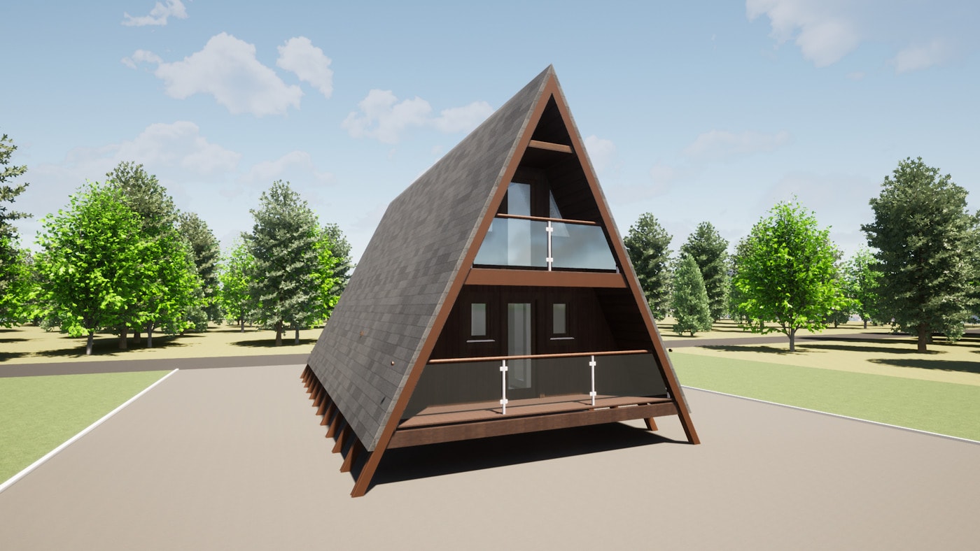 Cabaña en forma de A de casa triangular — proyecto, precio, casa en ...
