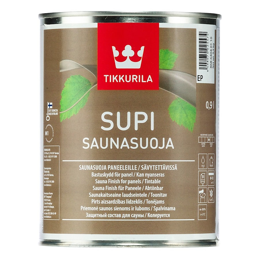 Supi Saunasuoya染色丙烯酸酯成分保护浴缸或桑拿Tikkurila - 价格9,0l。 169.9白俄罗斯卢布