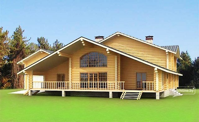 木制原木小屋327m²白俄罗斯,明斯克,项目“木屋”,估计的基础 - 应要求定价
