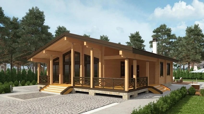 Maison en bois lamellé collé "STELS"120 m²  
