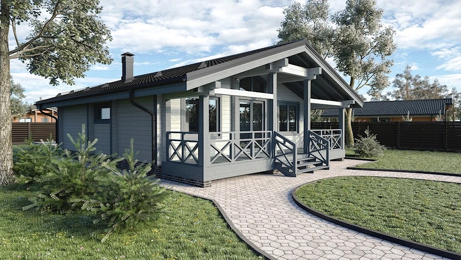 Un projet typique d'une maison en bois - 80-90 mètres carrés