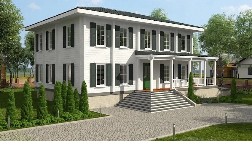 Maison en bois "La maison Blanche" dans le style américain 434 m²  