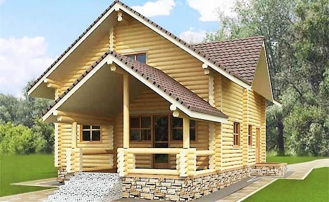 بيت خشبي من طابقين مصنوع من الأخشاب الجافة 125 متر مربع  