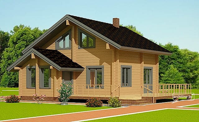 夏季木屋采用胶合木材建造，设有114平方米的宽敞露台 - 可应要求提供房屋的价格  