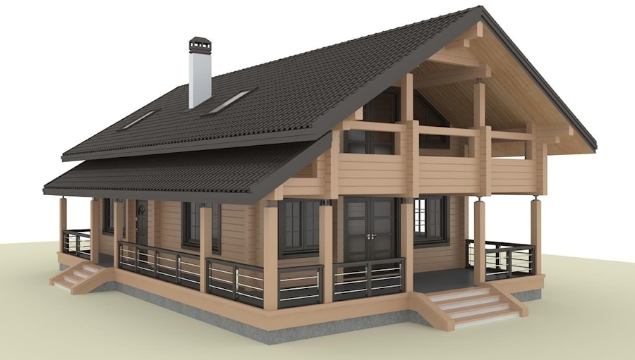 木制房屋的设计 - 木材房子的异形木材，胶合木材的成品项目 - 以6卢布/平方米的价格  