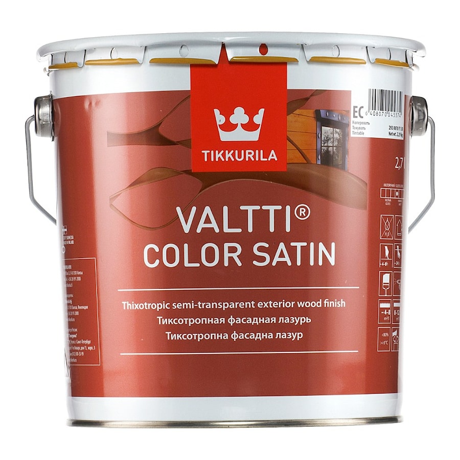 Valtti Color Sateen Ticcuril防腐剂,用于处理外部木墙 - 价格9,0l。 276.90白俄罗斯卢布