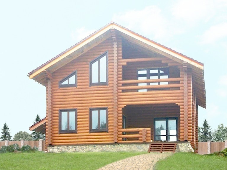 Casa de madera de troncos redondeados, proyecto "Honcatalot" 172 m²  